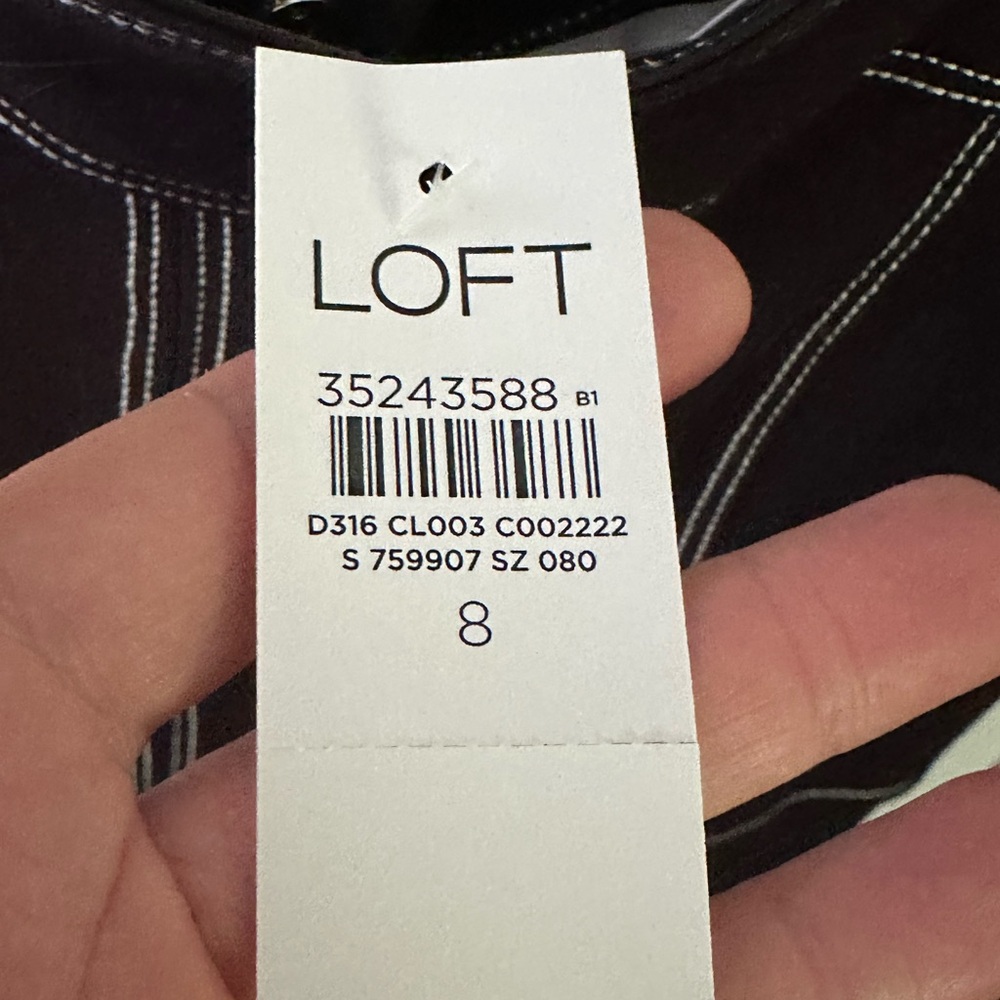 LOFT Black Midi Dress with White Stitching - Picture 4 of 4